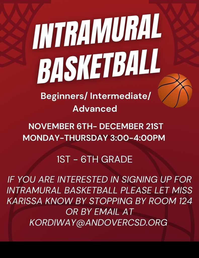 Intramural Basketball November 6th thorugh 21st
